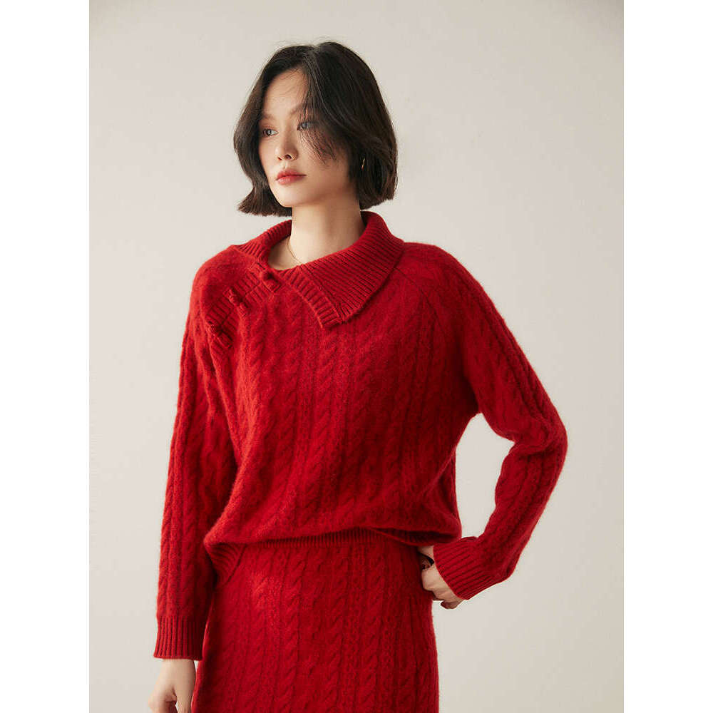 New Chic Women's 100% Cashmere Sweater Twist Wer Knit Pullover Autumn Winter Chinese Style Knitwear Female Clothing Top