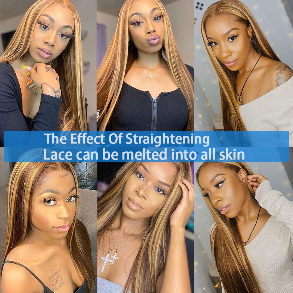 13x6 Highlight Human Honey Blonde Body Wave Front Brazilian Hair Wigs For Black Women 13x4 Hd Lace Frontal Wig