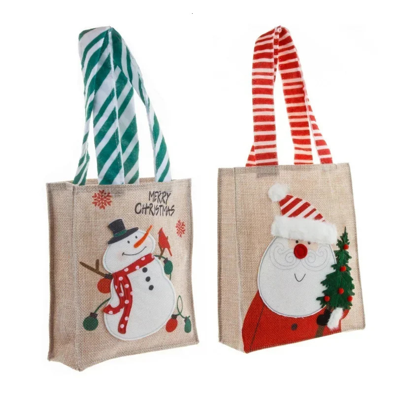 2PCS Christmas Tote Candy Chocolate Storage Bag Apple Bag Christmas Gift Santa Snowman Gift Bag Christmas Supplies 241025