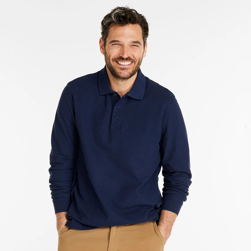 GAAJ 100 Cotton Mens PoloLong Sleeve PoloShirtLight TopsFashion Golf WearBusiness Polos MenswearMens Clothing 241025