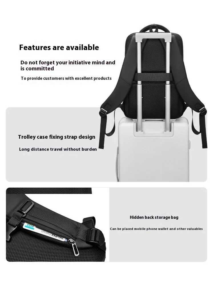 EURCOOL Backpack repellent Large capacity waterproof 17 usb business commutingXJ241026