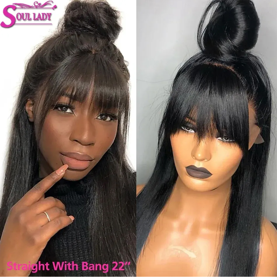 Bangs Human Hair With Fringe Straight Front Lace human hair wigs