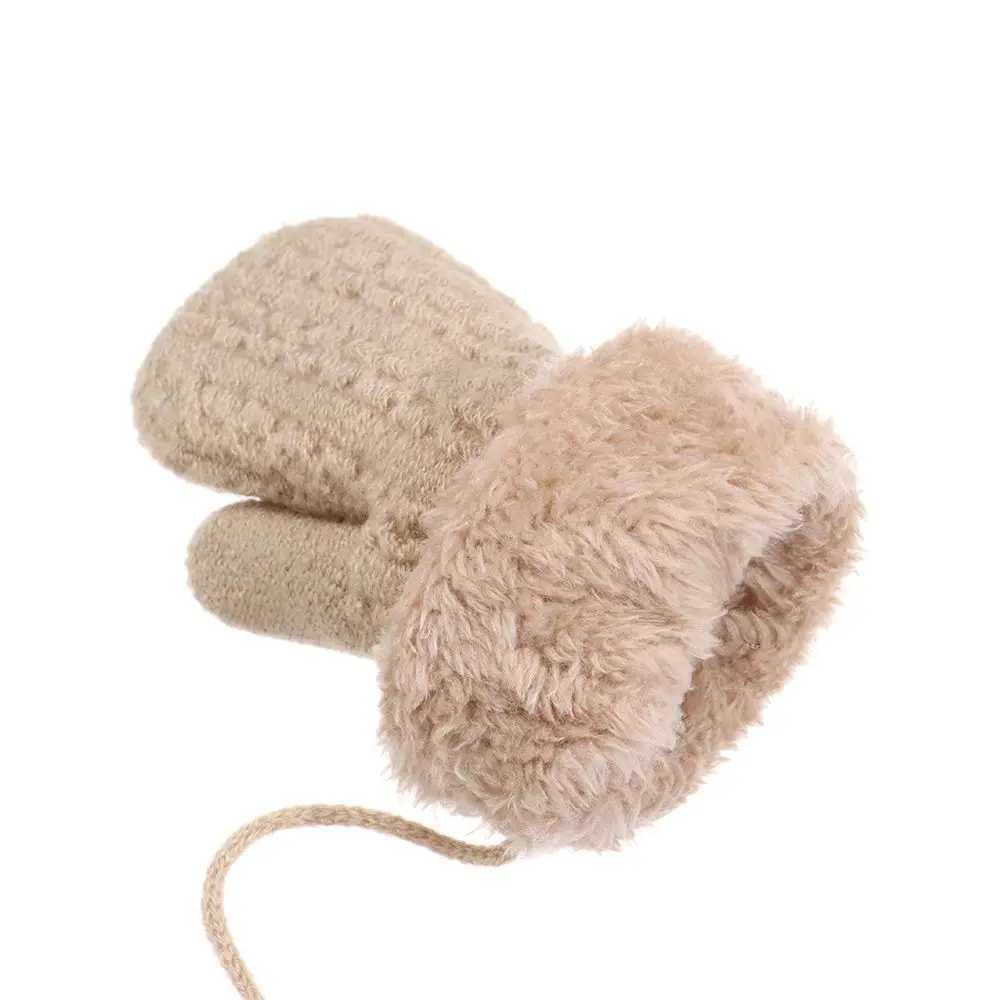 1-4Y Baby Boys and Girls Winter Knitted Gs Warm Rope Full Finger Thick Gloves Gs Children Preschool Children School W241026