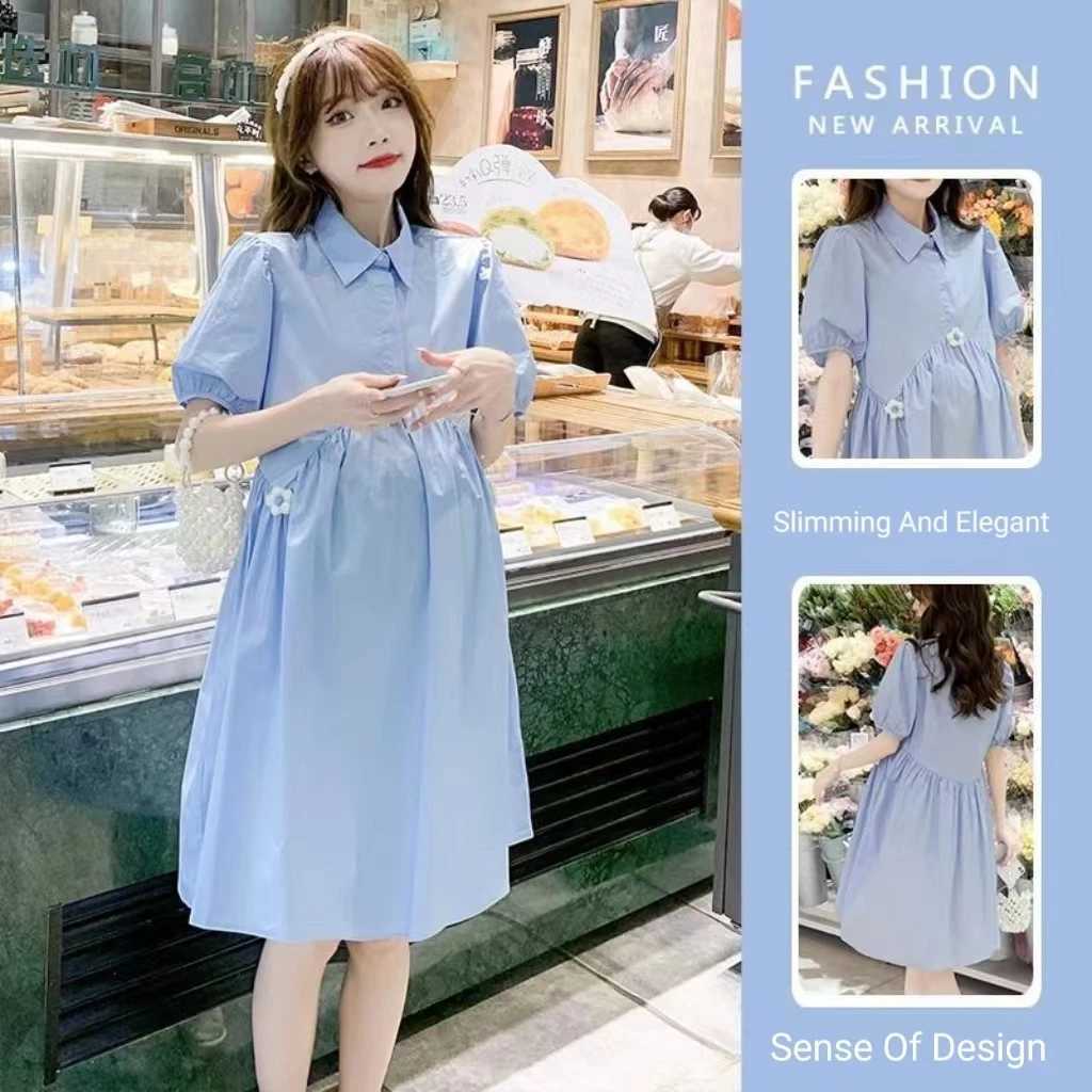 Home>Products>Summer Dress Set for Pregnant Women>Chao Mom Maternity Set>Petite plus size loose summer nurse tight fitting maternity dress