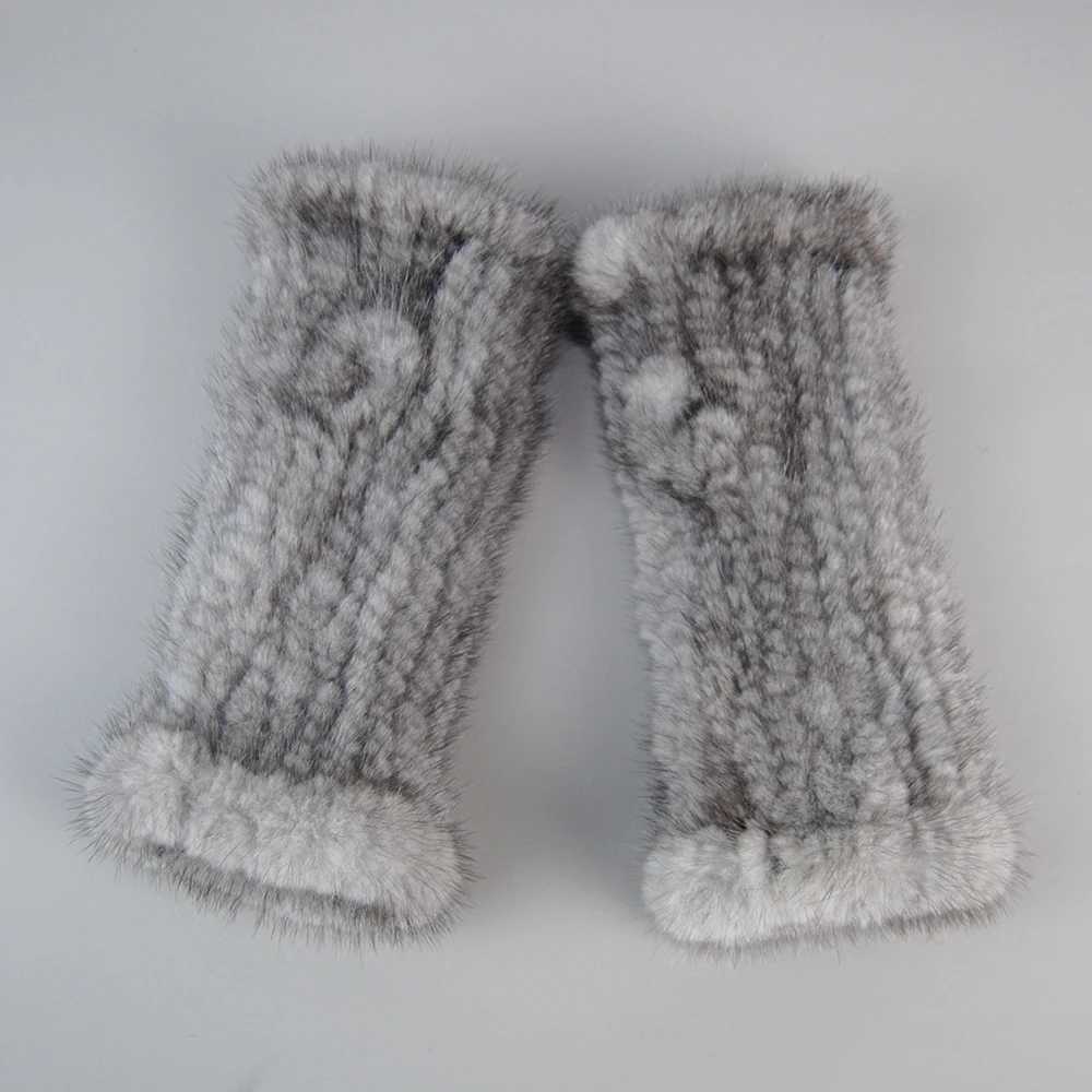 La Winter Real Mink Fur Gs Hand Knitted Real Mink Fur Fingerl Gs Womens Warmth Strong Elasticity Real Mink Fur Mittens W241026