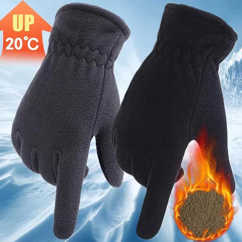 Mens Winter G Solid Womens Outdoor Polar Wool Thick Cold Warm G Motorcycle Wrist G Black Gloves W241026