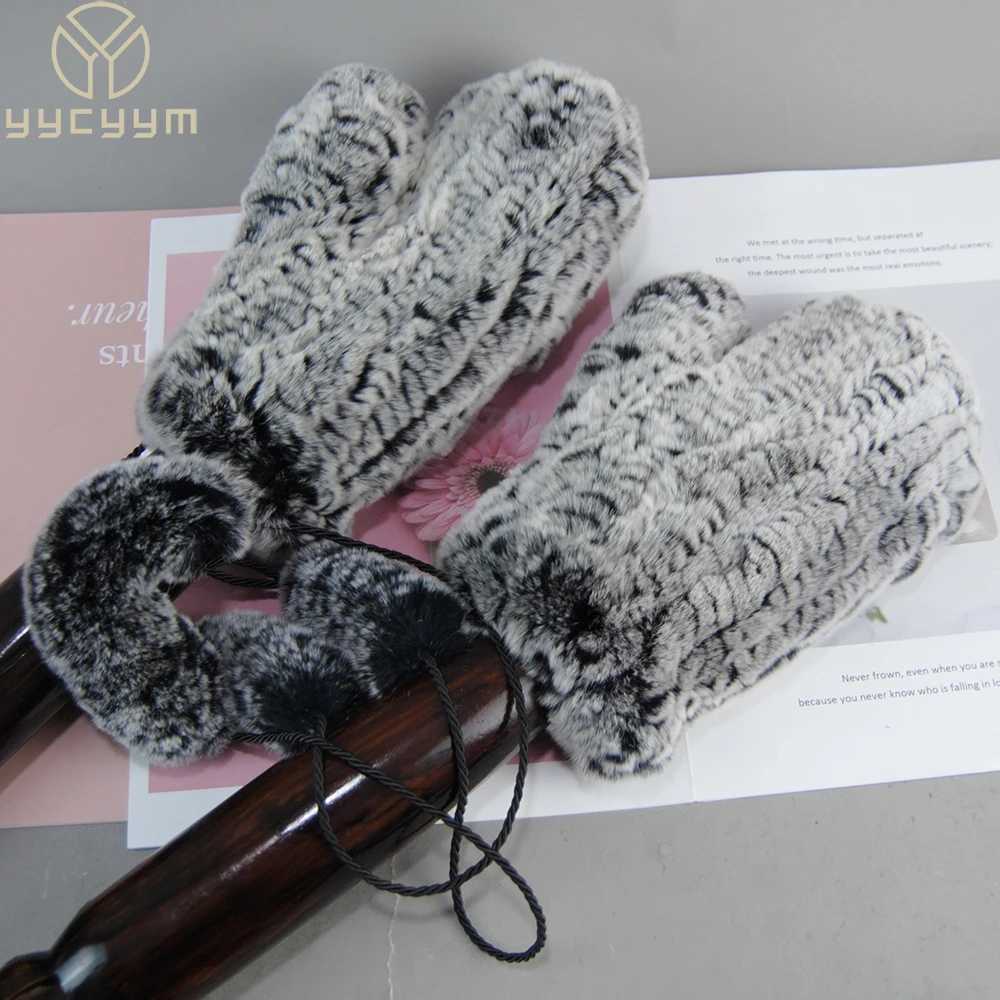 New La Real Rex Rabbit Fur Gs% Real Rex Rabbit Fur Gs Good Elasticity Womens Winter Knitted Real Rabbit Fur Gloves W241026