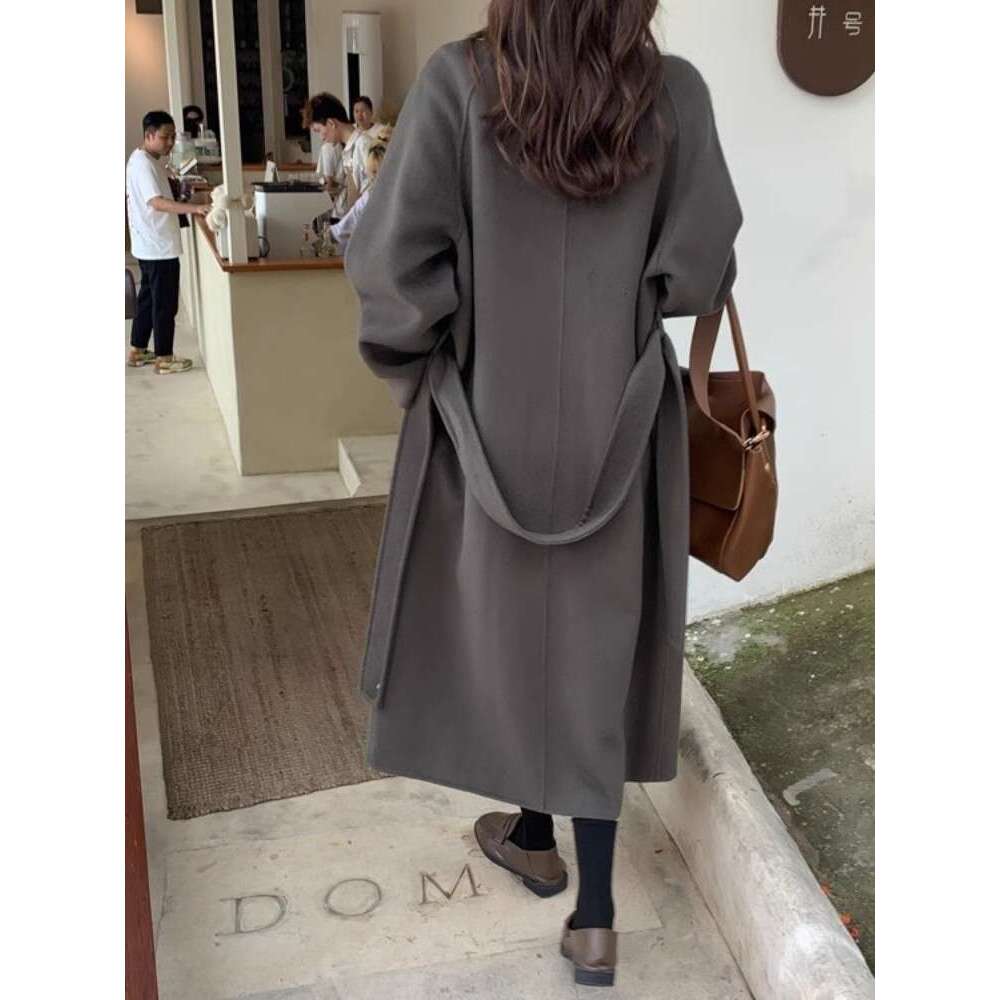 High End Double-Sided Cashmere Coat, Women's Autumn And Winter New Item, Korean Loose Woolen Mid Length Coat
