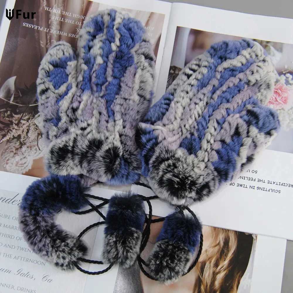 Womens Winter True Rex Rabbit Fur Watch Gs Warm Thick Womens Fur Gloves Elastic Girls Sled G Gloves Elastic Soft W241026