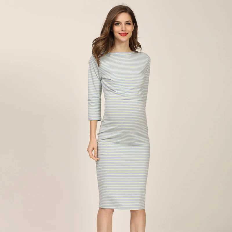 New Spring Stripe Maternity Feeding Dress Maternity Clothing Maternity Care lotion Dress Direct Delivery W241026