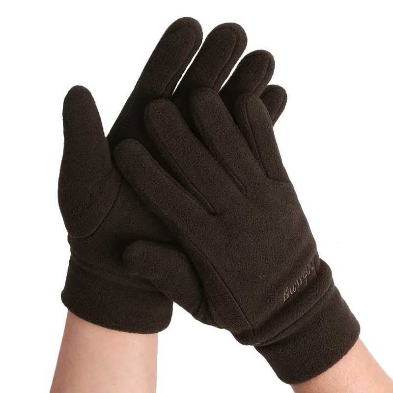 Mens Thick Wool Gs Winter Warmth Full Finger Gs Outdoor Windproof Running Bicycle Gloves W241026
