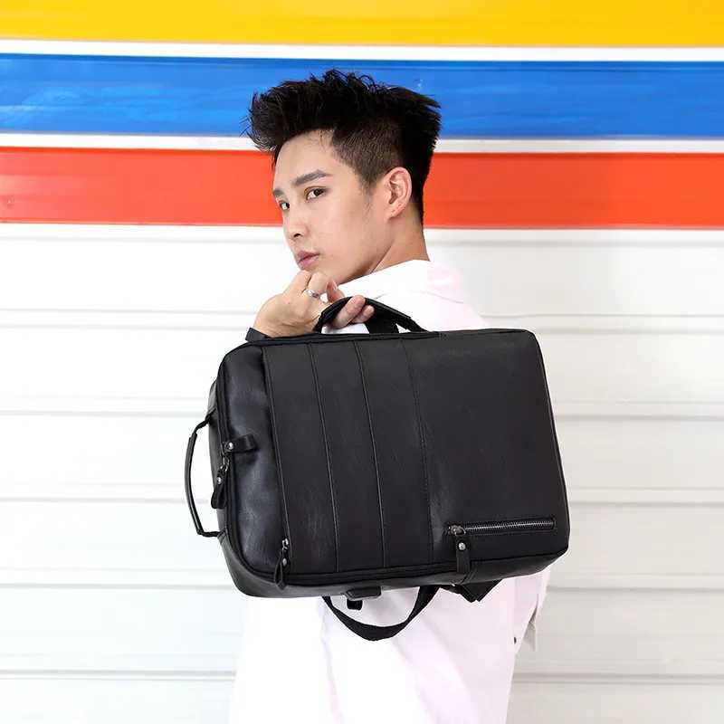 Business Backpacks For Men Waterproof PU Leather Laptop Bag Large Capacity USB Charging Rucksack Male Fi Travel Bagpack sacXJ241026