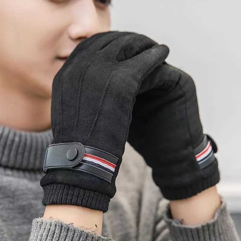 Mens Winter Warm Split Military Finger Gs Outdoor Thick Driving Buckle Skiing Mens Touch Screen Gloves W241026