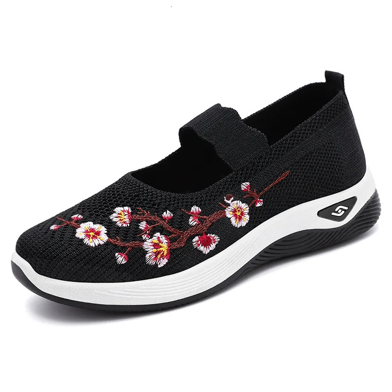 Womens flat shoes autumn embroidered shallow shoes womens breathable comfortable wear-resistant fashionable and casual shoes 241024