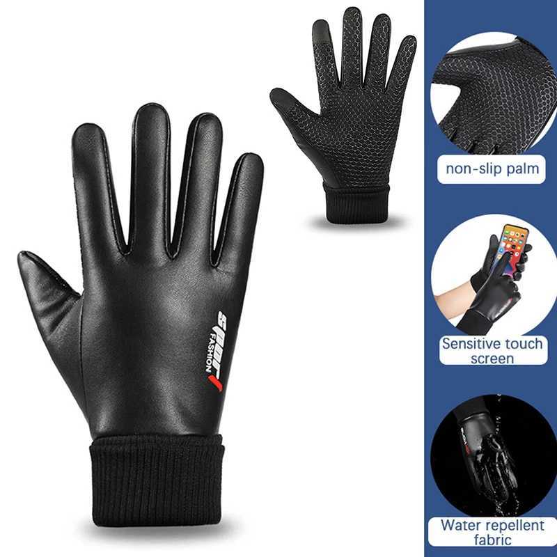 Mens Gs Bicycle Winter Two Half Finger Velvet Warm and Anti slip Mens Waterproof Sports Touch Screen Hiking Fishing Gs W241026
