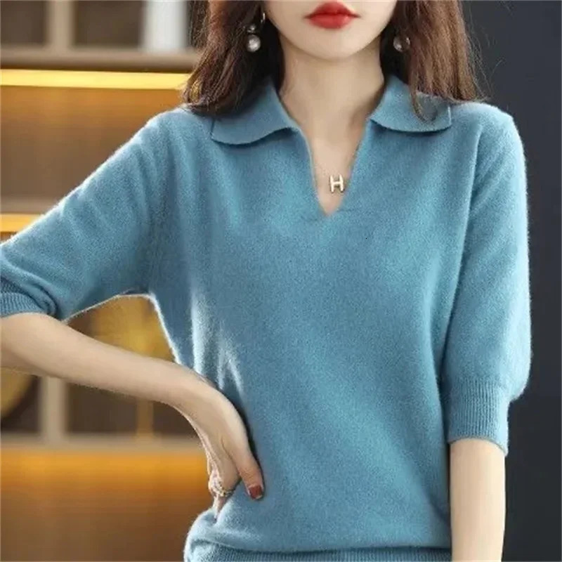 2024 Women Knitted Sweaters Autumn Winter Warm Clothing Fashion Casual Sweater Long Sleeve Jumper VNeck Loose Pullovers Top 241025