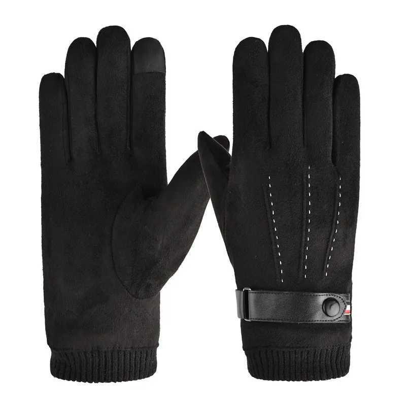 Mens Winter Warm Split Military Finger Gs Outdoor Thick Driving Buckle Skiing Mens Touch Screen Gloves W241026