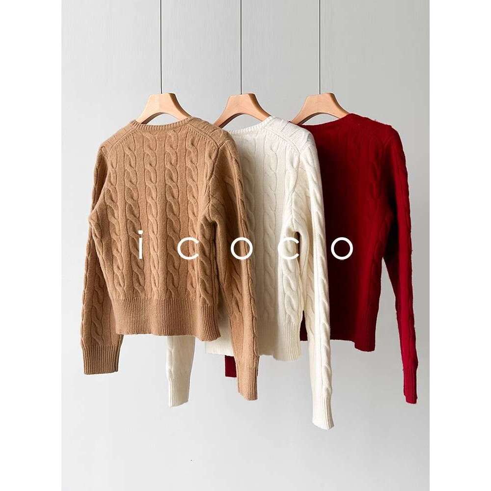 Autumn Winter Women Vintage Wool Cashmere Single Breasted Cardigan Coat Elegant Lady All Match Long Sleeve Slim Jacket Sweater
