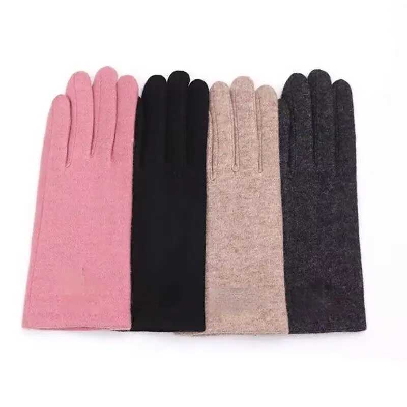 Womens cashmere Gs autumn and winter touch screen outdoor cycling with velvet thick wool full finger driving warm gloves W241026