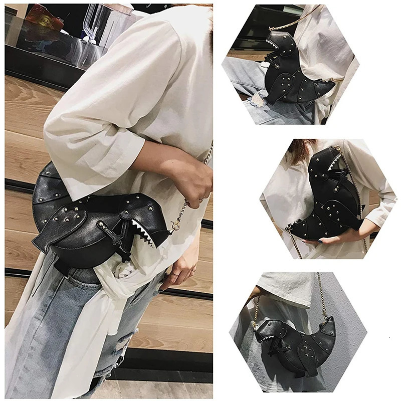Dinosaur Rivets Womens Purses and Handbags Shoulder Chain Bag Small Crossbody Bag Female Clutch Bag Pu Leather 241025