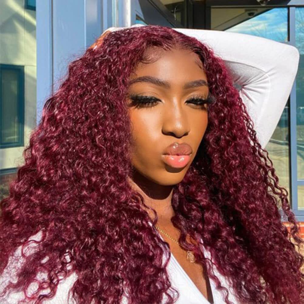 99J Bury Water Wave 13x6 Lace Frontal Wig For Women 13x4 HD Transparent Curly Human Wigs PrePlucked Remy Hair 30 34Inch