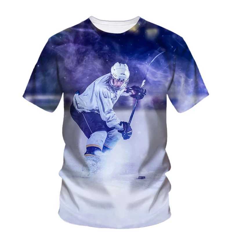 Fashionable new hockey sports graphic mens T-shirt summer trend casual unisex fun printed round neck short Slip Ts top W241026