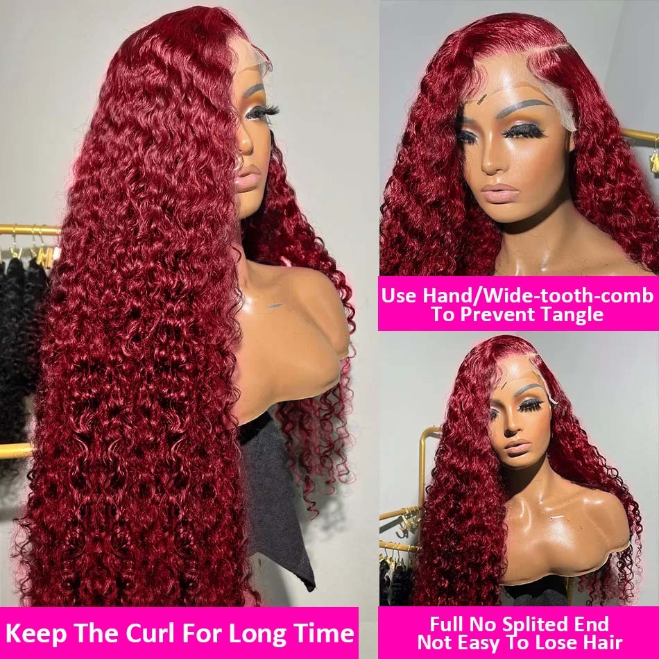 99J Bury Water Wave 13x6 Lace Frontal Wig For Women 13x4 HD Transparent Curly Human Wigs PrePlucked Remy Hair 30 34Inch