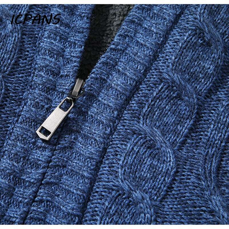 Thicken Warm Cardigan Cashmere Wool Er Winter Sweater Men Turtleneck Wer Pattern Male Knintted Jackets Coats