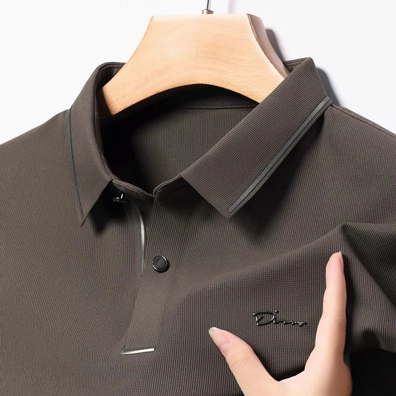 2024 High end fashion diamond long sleeved highend printed POLO shirt Spring Korean mens lapel Tshirt 241025