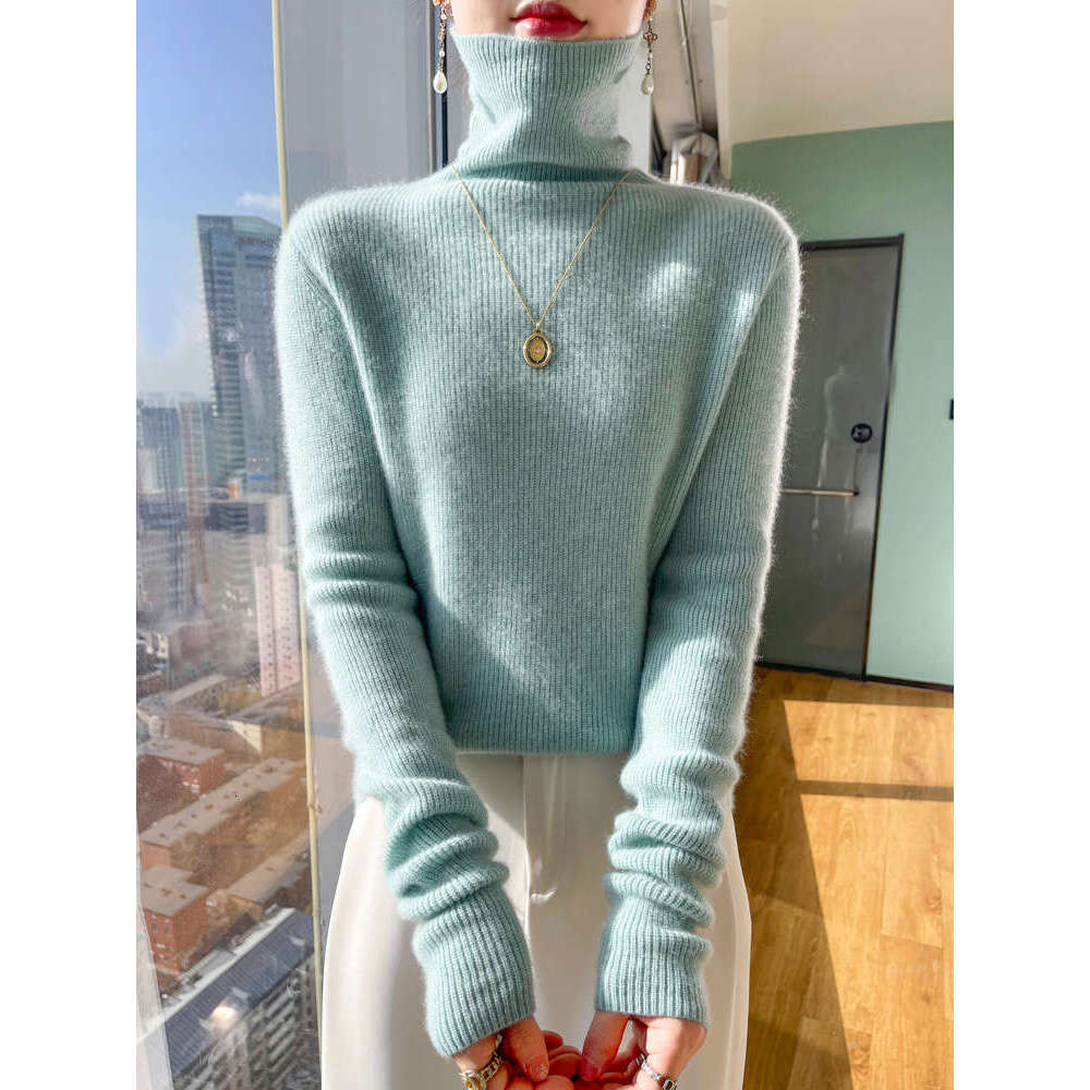 Aliselect Women Turtleneck Solid Sweater Autumn Winter Thick Pullover 100% Merino Wool Soft Kniwear Korean Popular Clothes Tops
