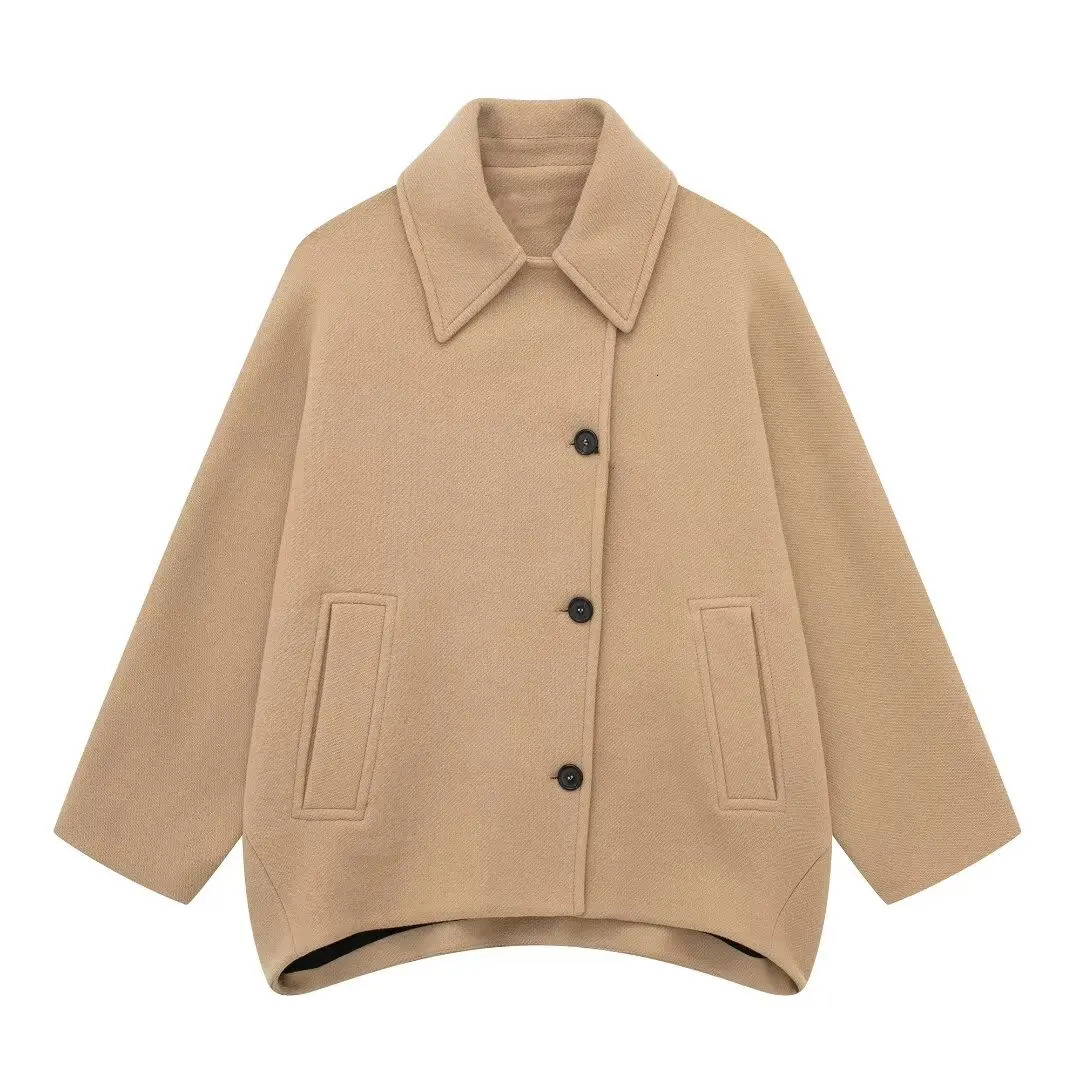2024 autumn womens clothing European and American style French wool blend short coat jacket 241025