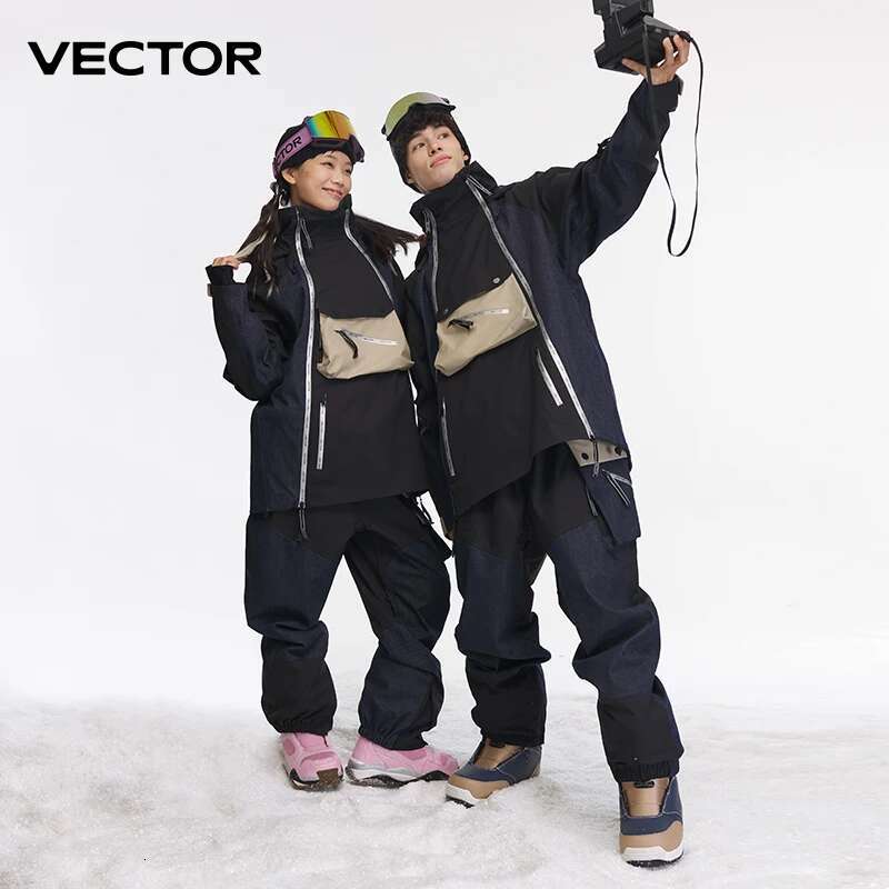 VECTOR 3L Double Zipper Suit Set Man Winter Jackets And Pants Warm Waterproof Women Outdoor Ski Bike Camping