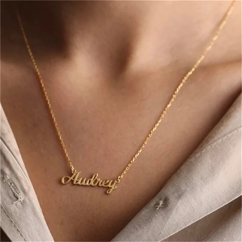 Custom Personalized Name Stainless Steel Gold Choker Nameplate Personalized Name Pendant Letter Necklace Jewelry Gift For Mama 241025