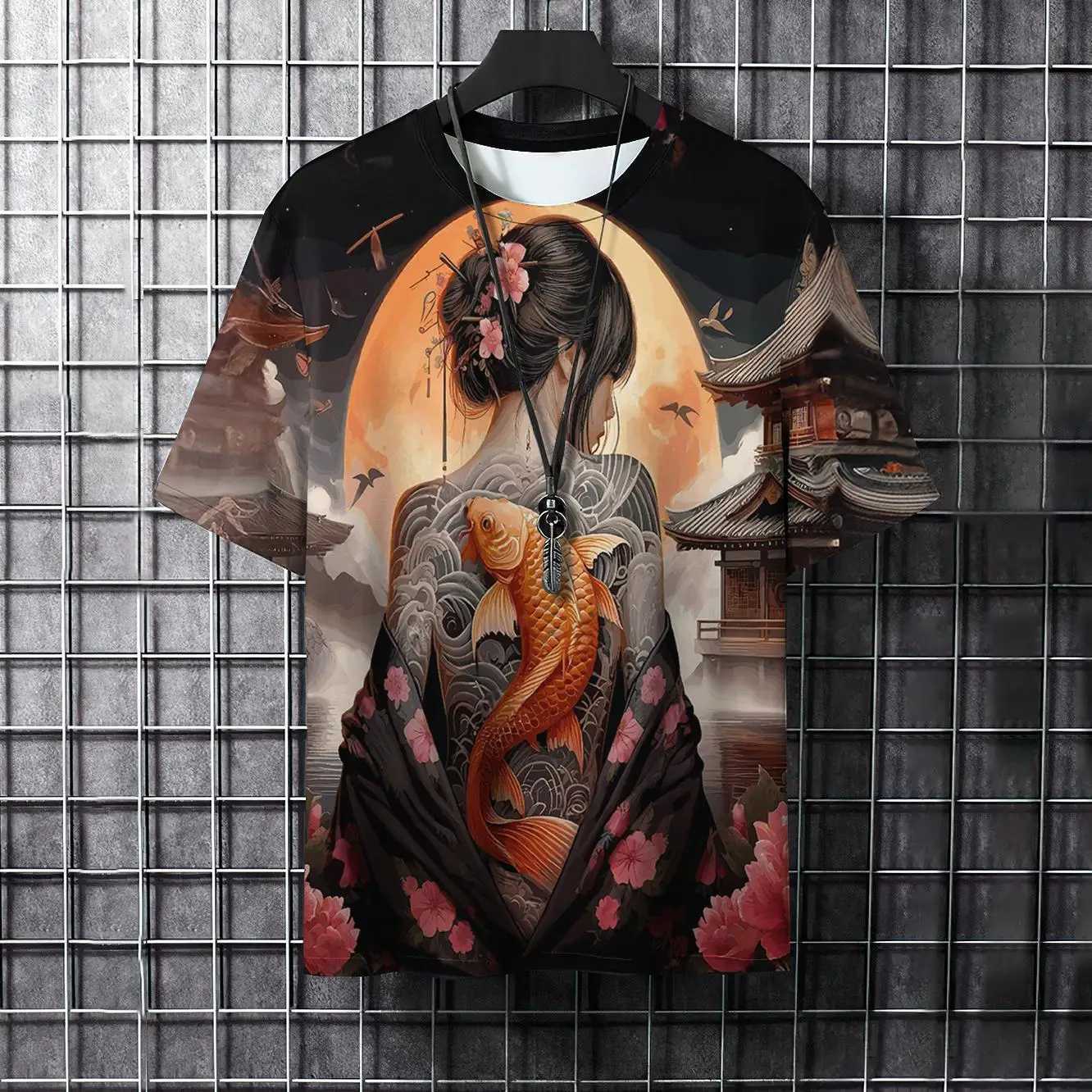 Mens Tattoo T-shirt 3D Printed Neutral Short T-shirt Tattoo Clothing Oversized T-shirt Role Playing Mens Top W241026