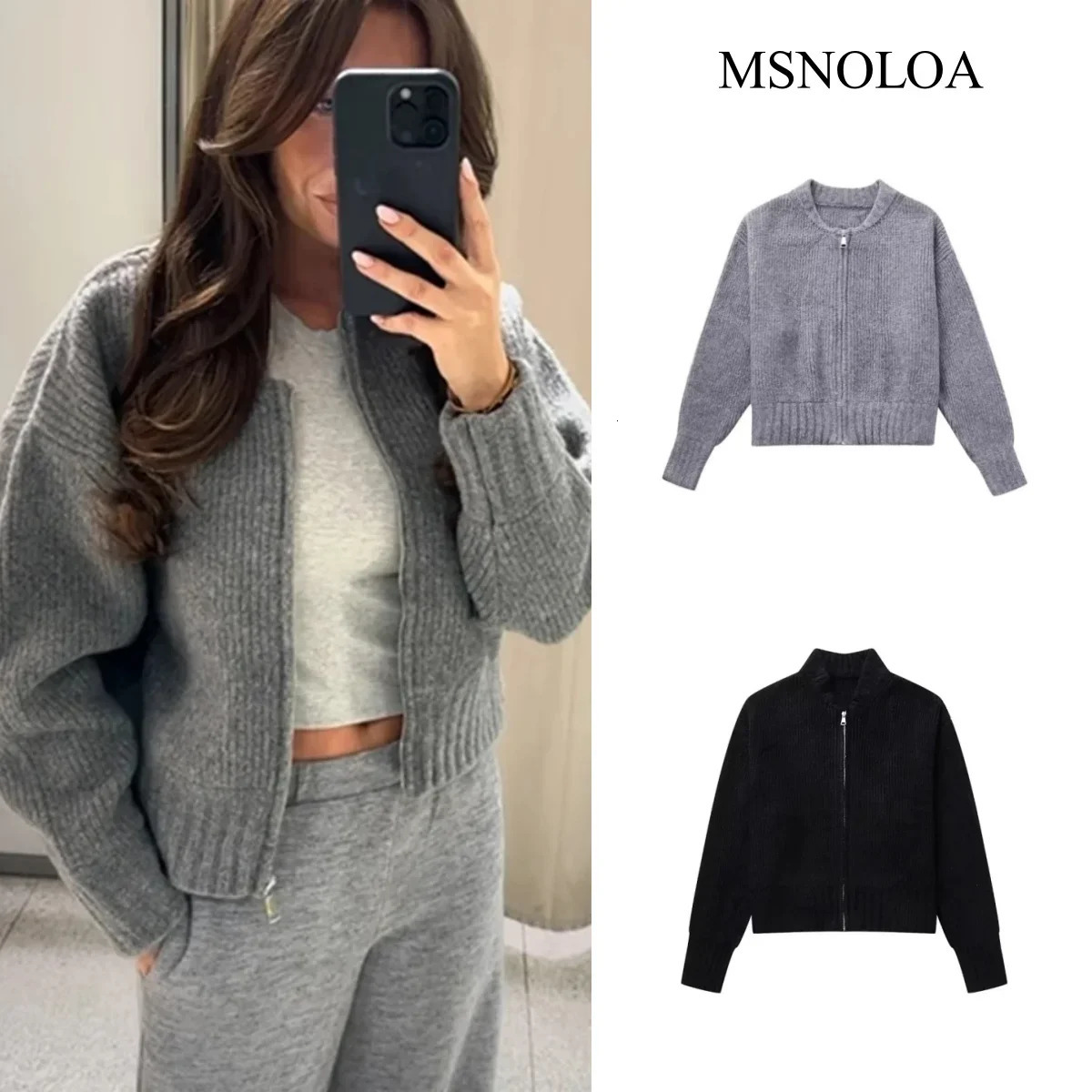 MSNOLOACamisola de malha feminina Cardigan Jaqueta Trots Casaco Malhas Casacos Outono Inverno Moda 2024 241025