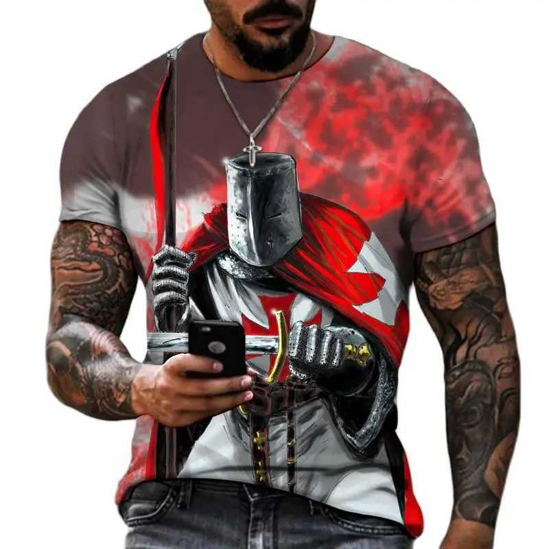 Summer Fashion Templar 3D Printed Mens T-shirt Strt Harajuku Cross T-shirt Mens Short Sleeve Oversized Retro Top W241026