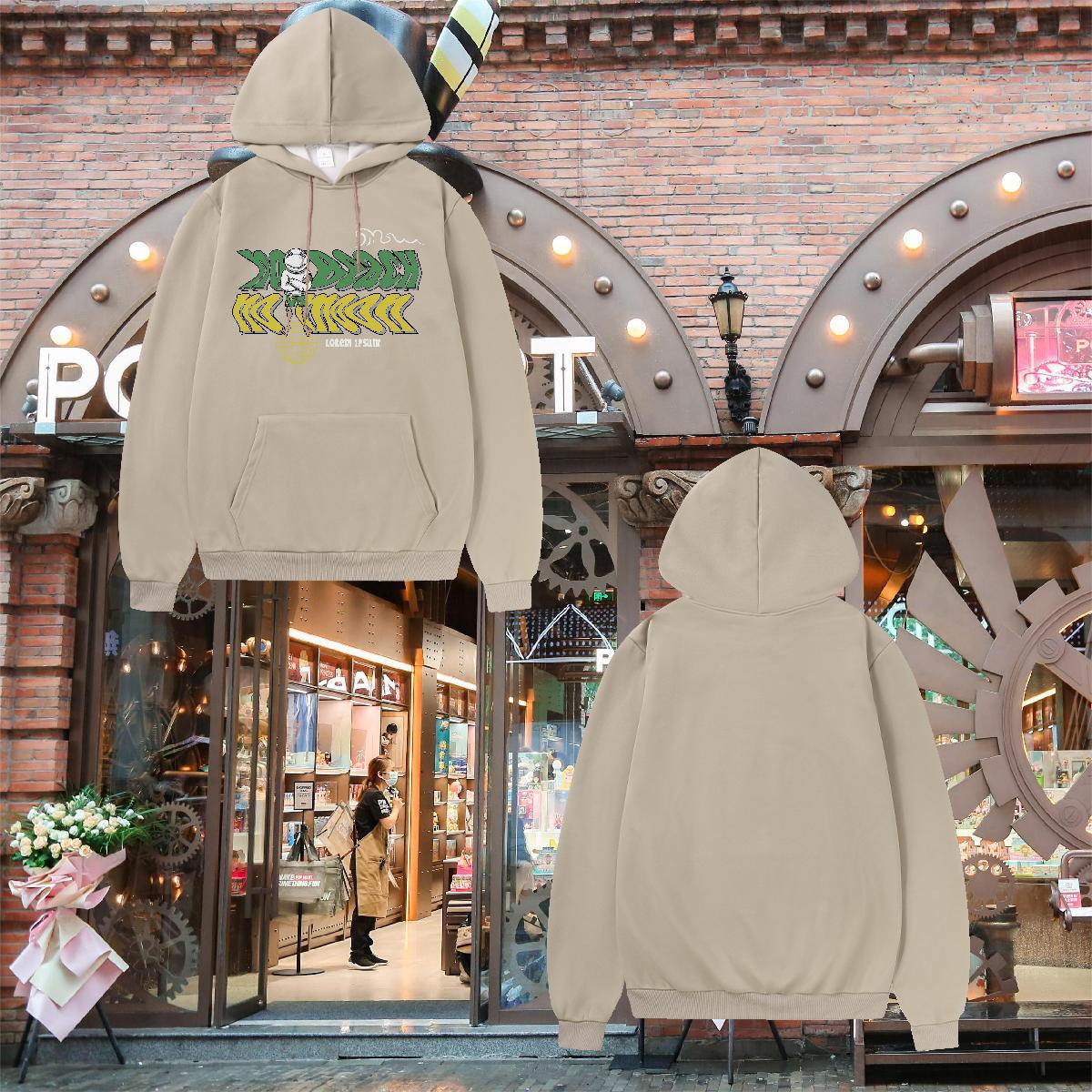 Fashion New Hooded Sweatshirt Hooded Collar Cool Couples Hoodie Black Khaki Blue Tops Hoody Y2K Thick Plush