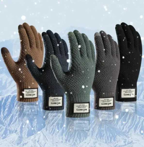 Winter mens knitted Gs touch screen high-quality mens cotton thick warm wool cashmere solid mens Busin Gs autumn W241026