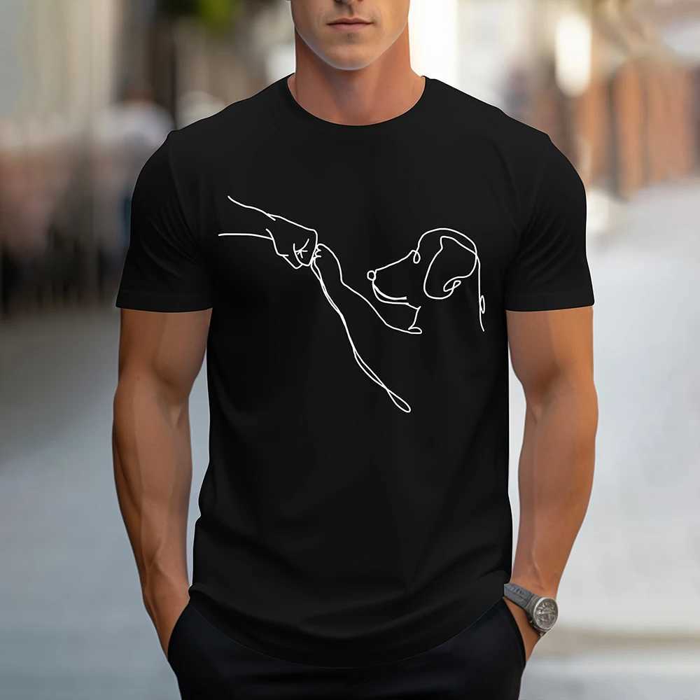 New handmade drn dog graphic printed T-shirt loose mens short slip clothing outdoor casual breathable mens T-shirt top W241026