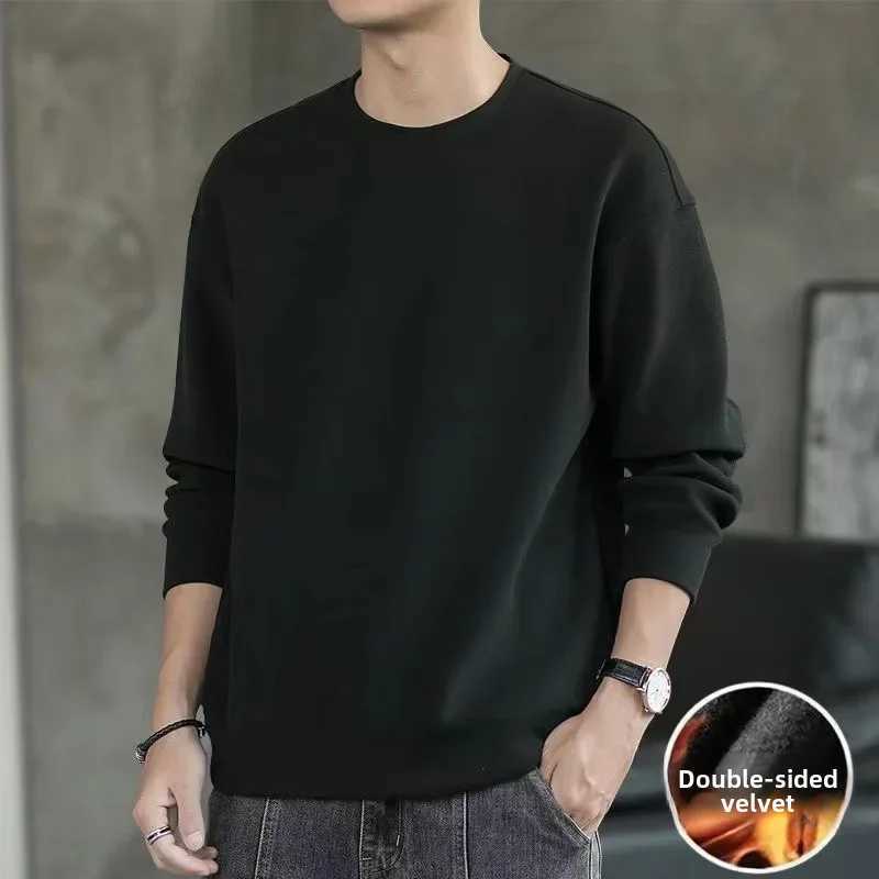 Mens autumn and winter new round neck loose top with warm bottom lining W241026
