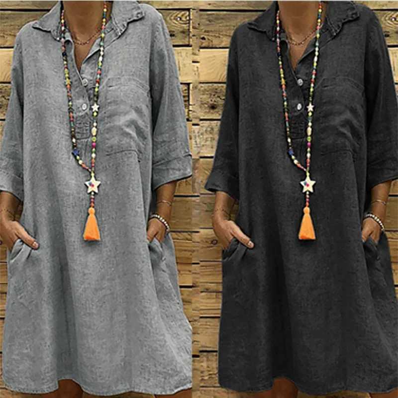 Pregnant dress cotton summer dress solid button short sleeved pregnant dress casual pregnant vest W241026