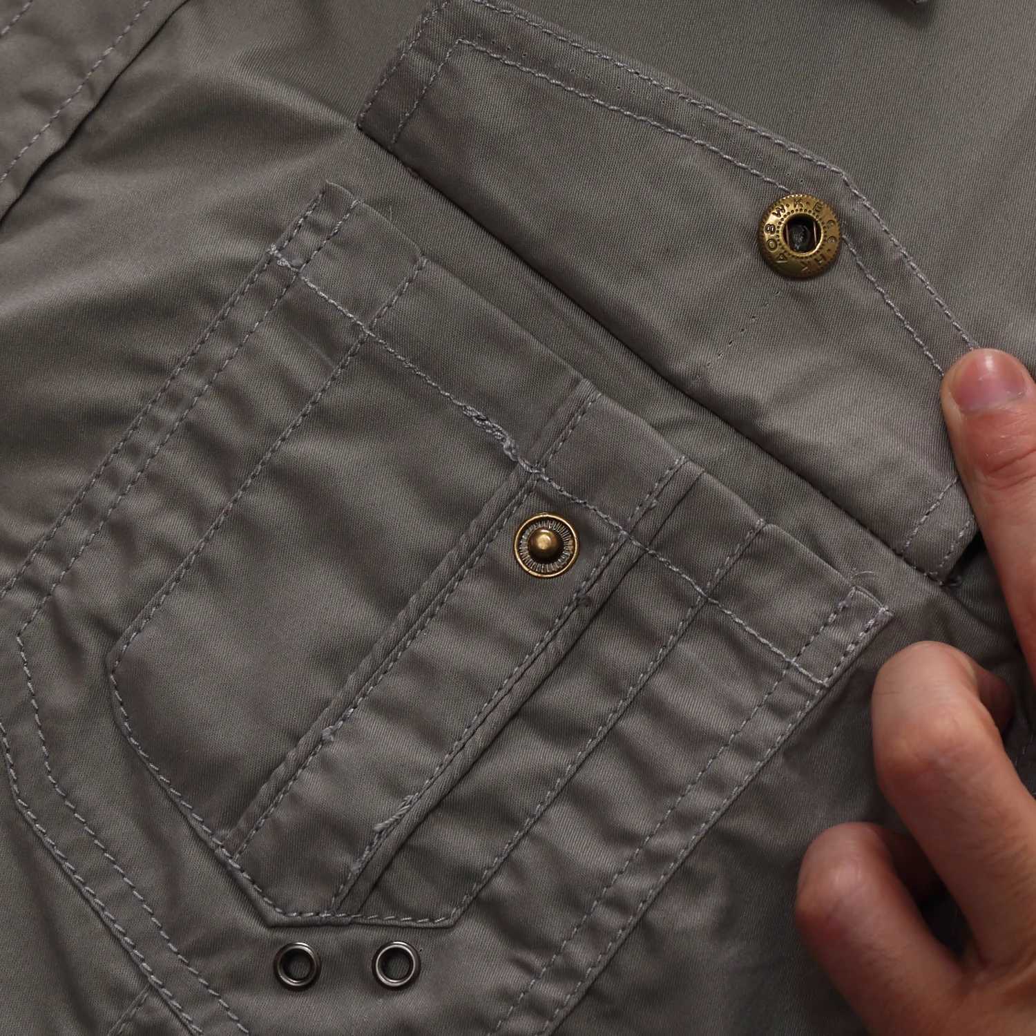 2024 New Mens Short Slip Sari Shirt Top Summer 100% Polyester Solid Color Casual Cargo Work Shirt with Pocket W241026