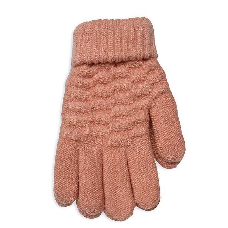 New Fashion Childrens Thick Knitted Gs Warm Winter Childrens Elastic Gloves Boys and Girls Baby Solid Tube Splitting Fingers Gs W241026