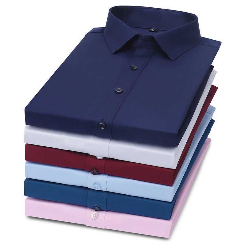 Mens short SLV shirt bamboo fiber casual non-woven spring and summer shirt high-quality slim fit dress W241026