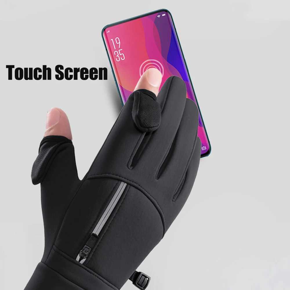 Winter Warm Gs Flip Exposed Two Fingers Gs Waterproof Windproof Touch Screen Gs Bicycle Skiing Fishing Gs W241026