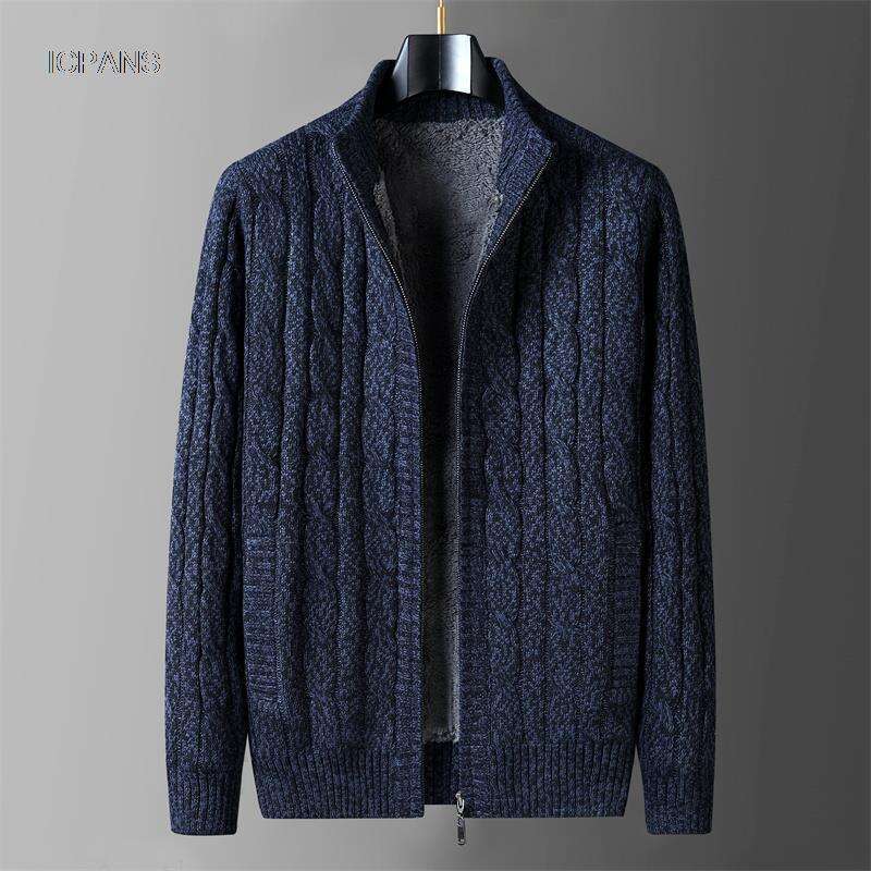Wool Er Cardigan Jumper Jacken Korea Khaki Black Fleece Thicken Warm Winter Zipper Sweatercoat Men Knitted Clothing