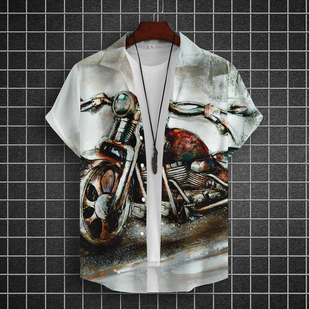 Retro mens motorcycle shirt print Ts car print short Slve top summer mens clothing classic car shirt oversized shirt W241026
