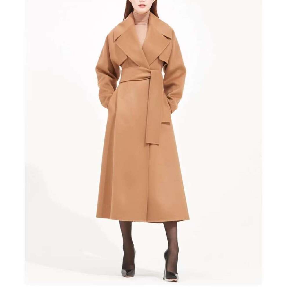 2024 Korean High-End Women's Cashmere Coat, Classic And Versatile Camel Colored Coat Women