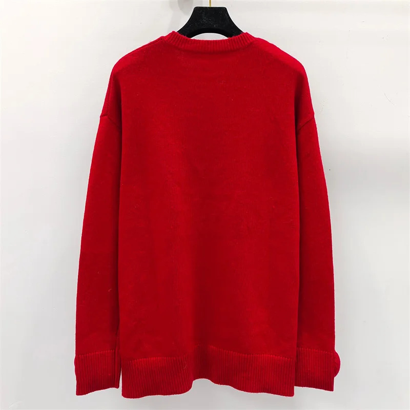 Womens sweater 3D floral decorated round neck pullover for autumn 2024 wool blend long sleeved top Elastic Knitwear 241025