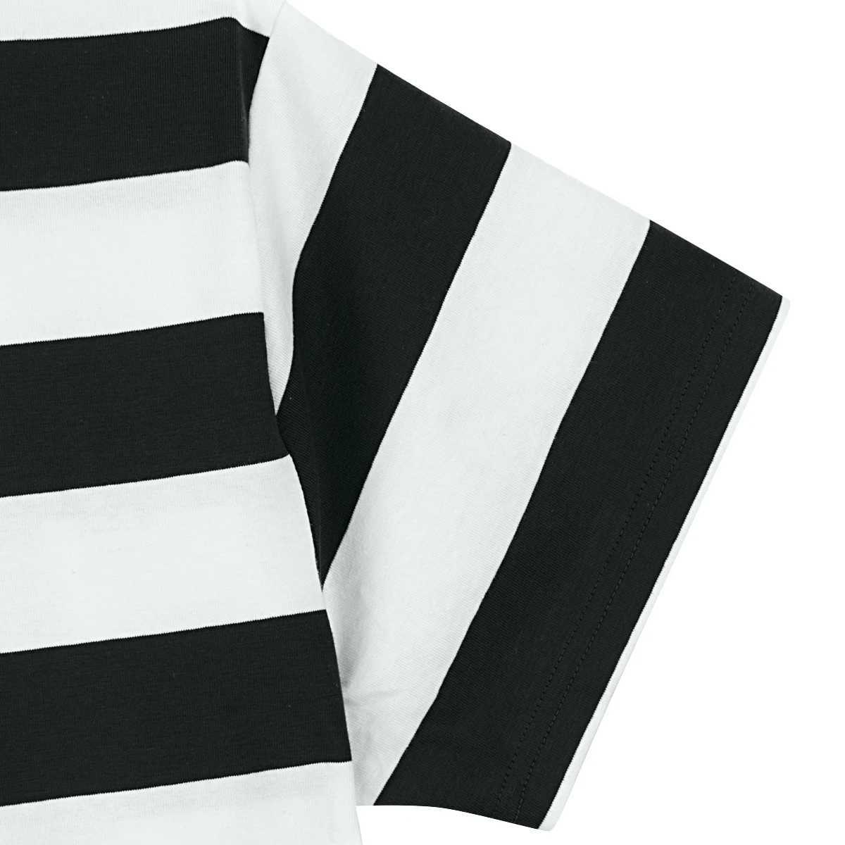Black and white striped mens basic Crewneck shorts Slve casual daily top Halloween themed party T-shirt W241026